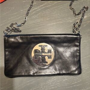 Tory Burch Black Crossbody Bag with Silver Logo